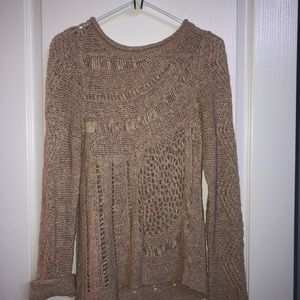 Anthropologie Moth Tan Knit Sweater